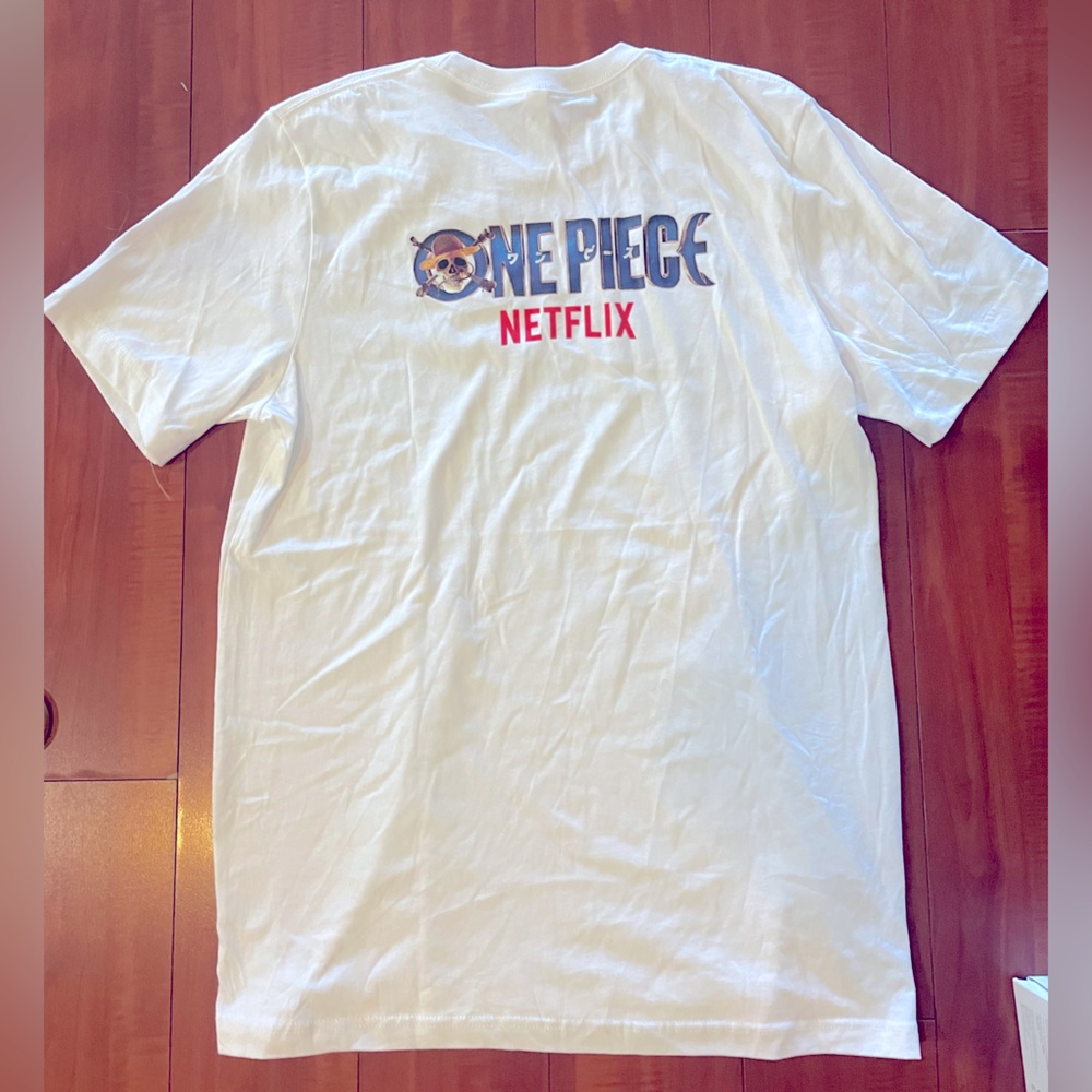 Netflix’s One Piece tshirt.
